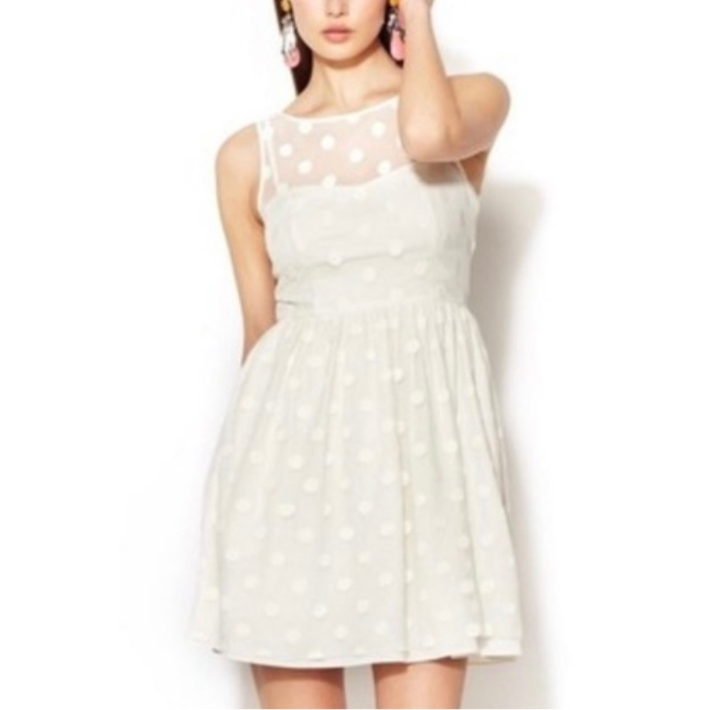 Jill Stuart Off White Polka Dot Dress Mesh
